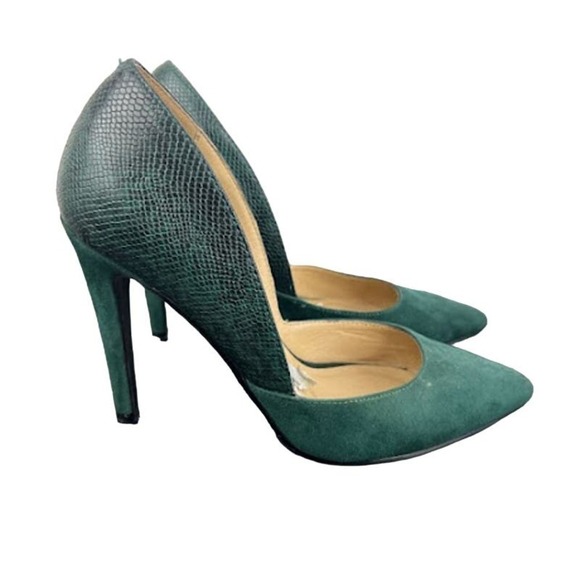 Chinese Laundry Shoes - Chinese Laundry green faux leather/suede pumps womens size 7